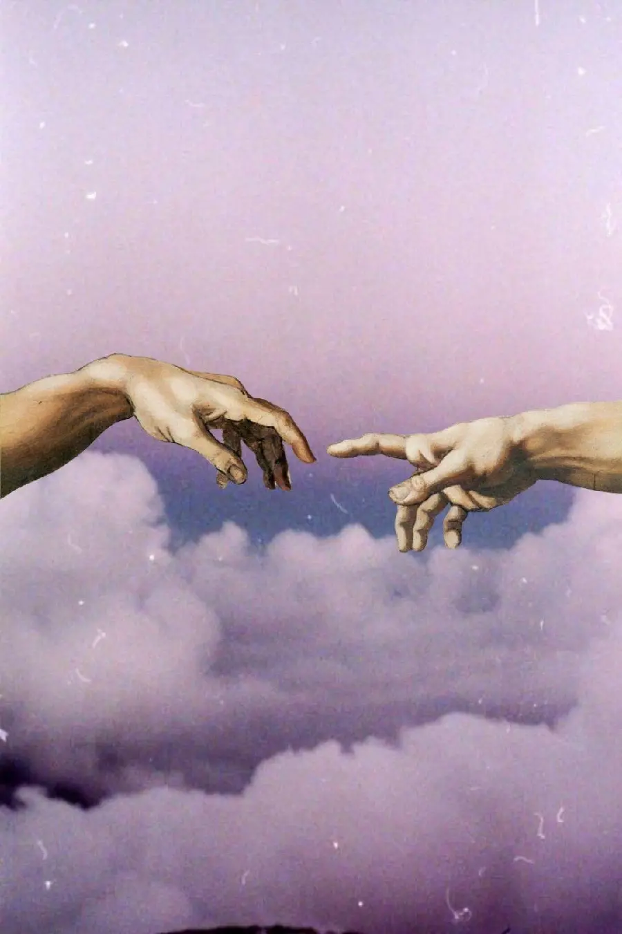 Download purple background and Michelangelo's hands painting for iPhone and Samsung mobile phones