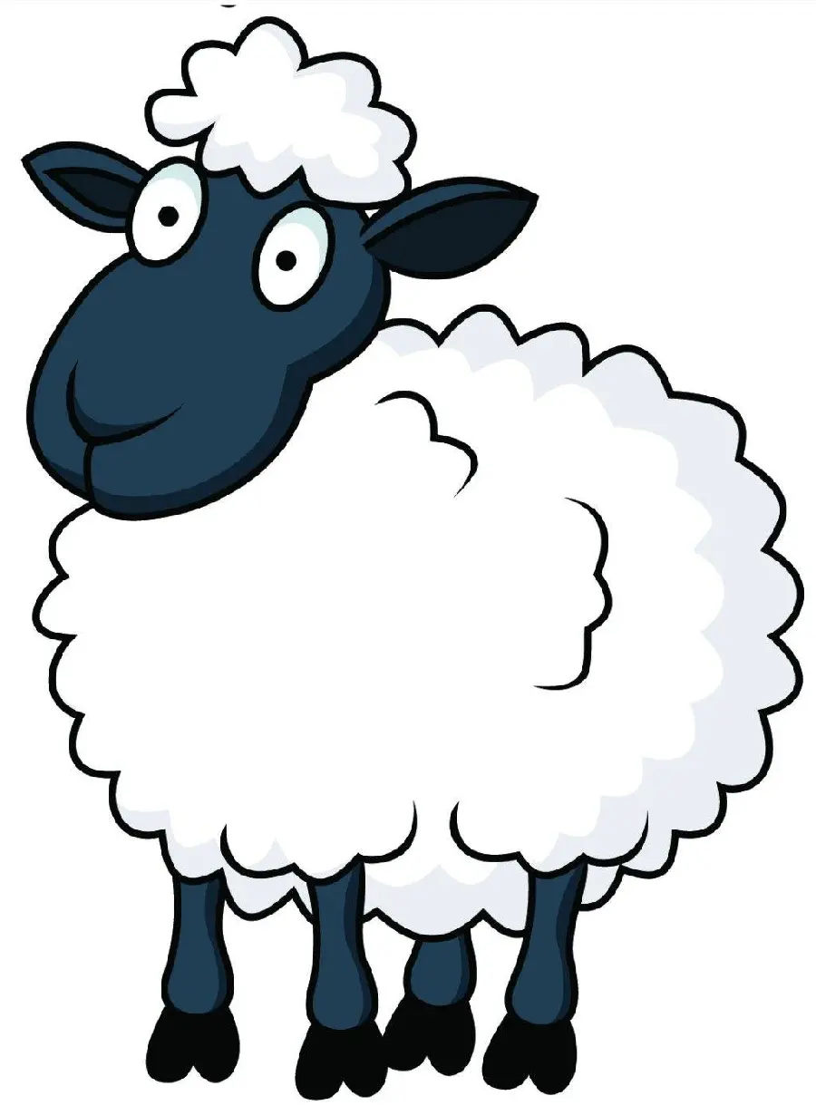 Download a simple and cartoon sheep drawing image without color