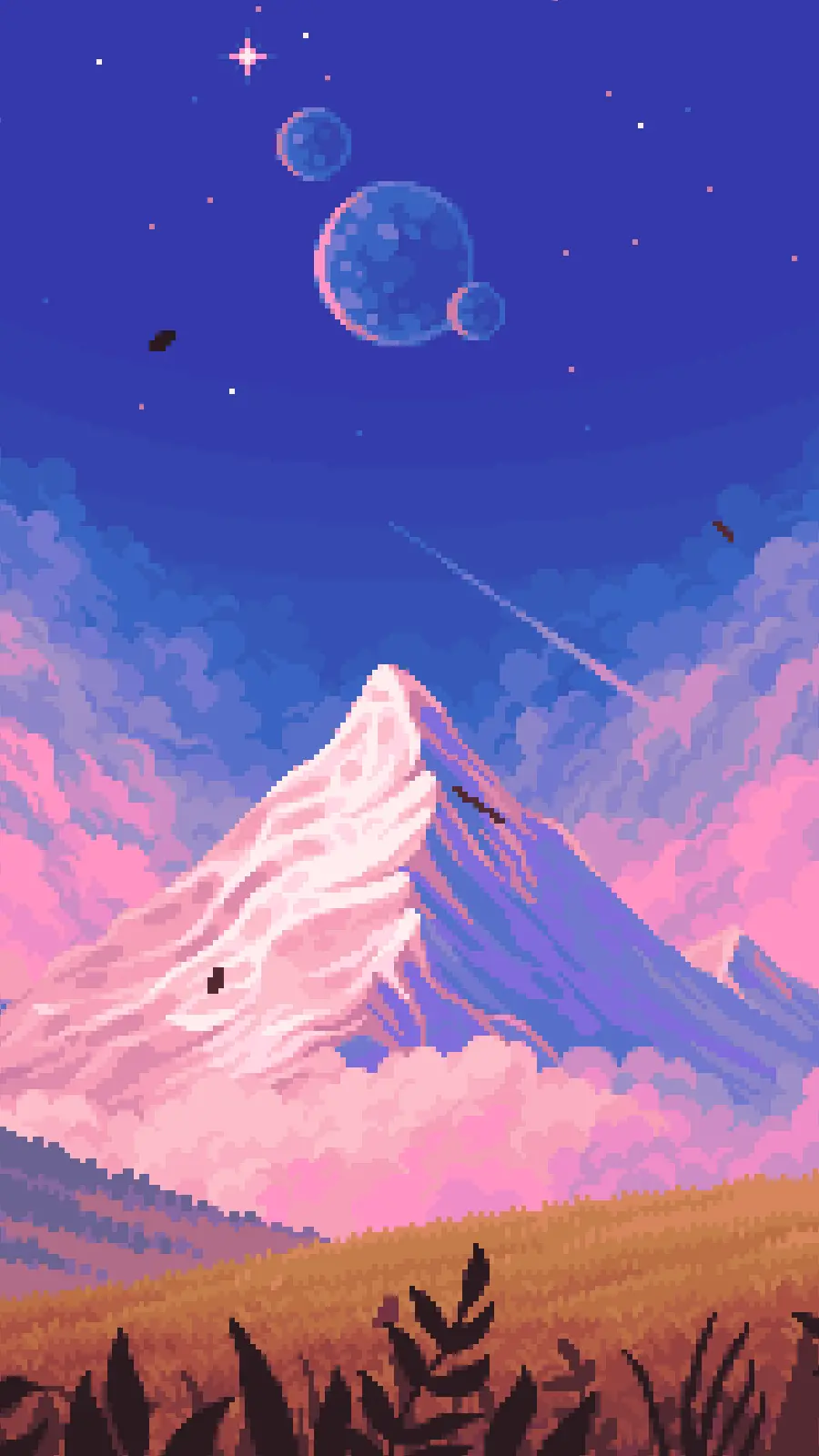 Snowy Mountain Pixel Wallpaper for Phone Background