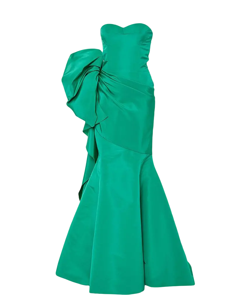 A photo of a green evening dress