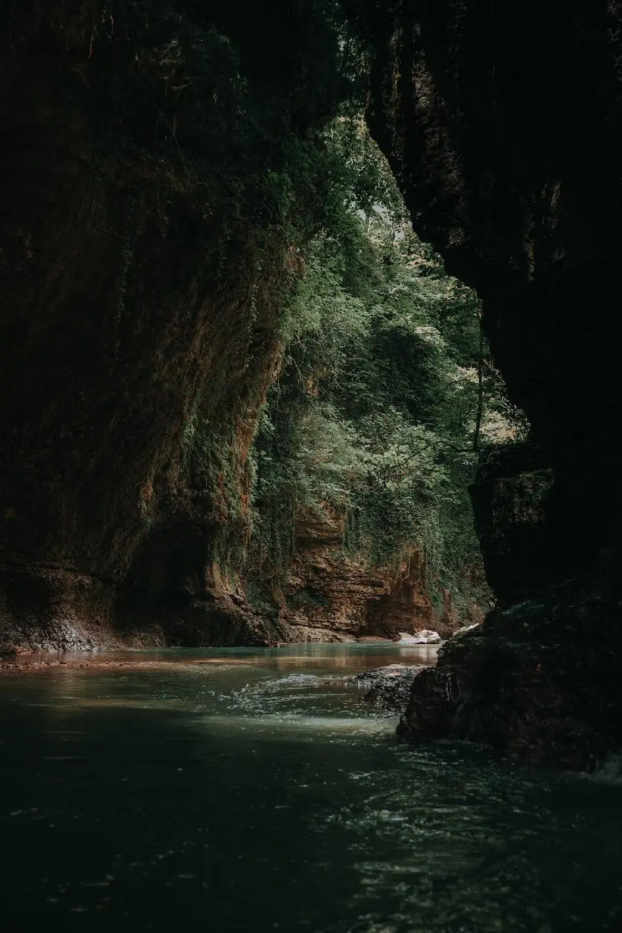 Download pristine and natural photo of a cave lake