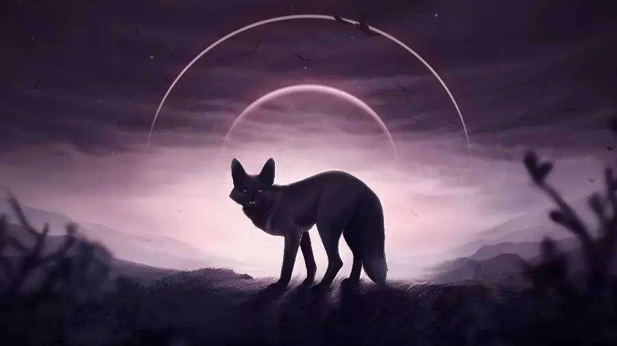 Cartoon and scary silver fox wallpaper 4k