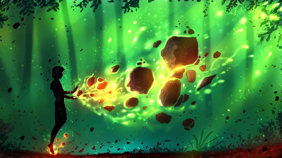 Stock image of a boy using the powers of the elements of Avatar
