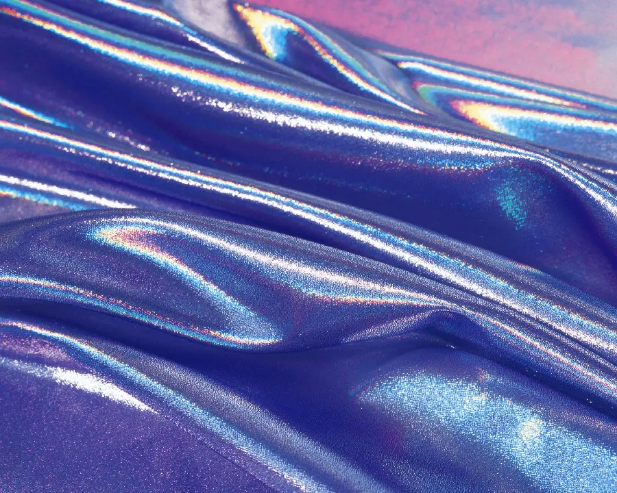 Stock image of shiny and holographic fabric texture and material