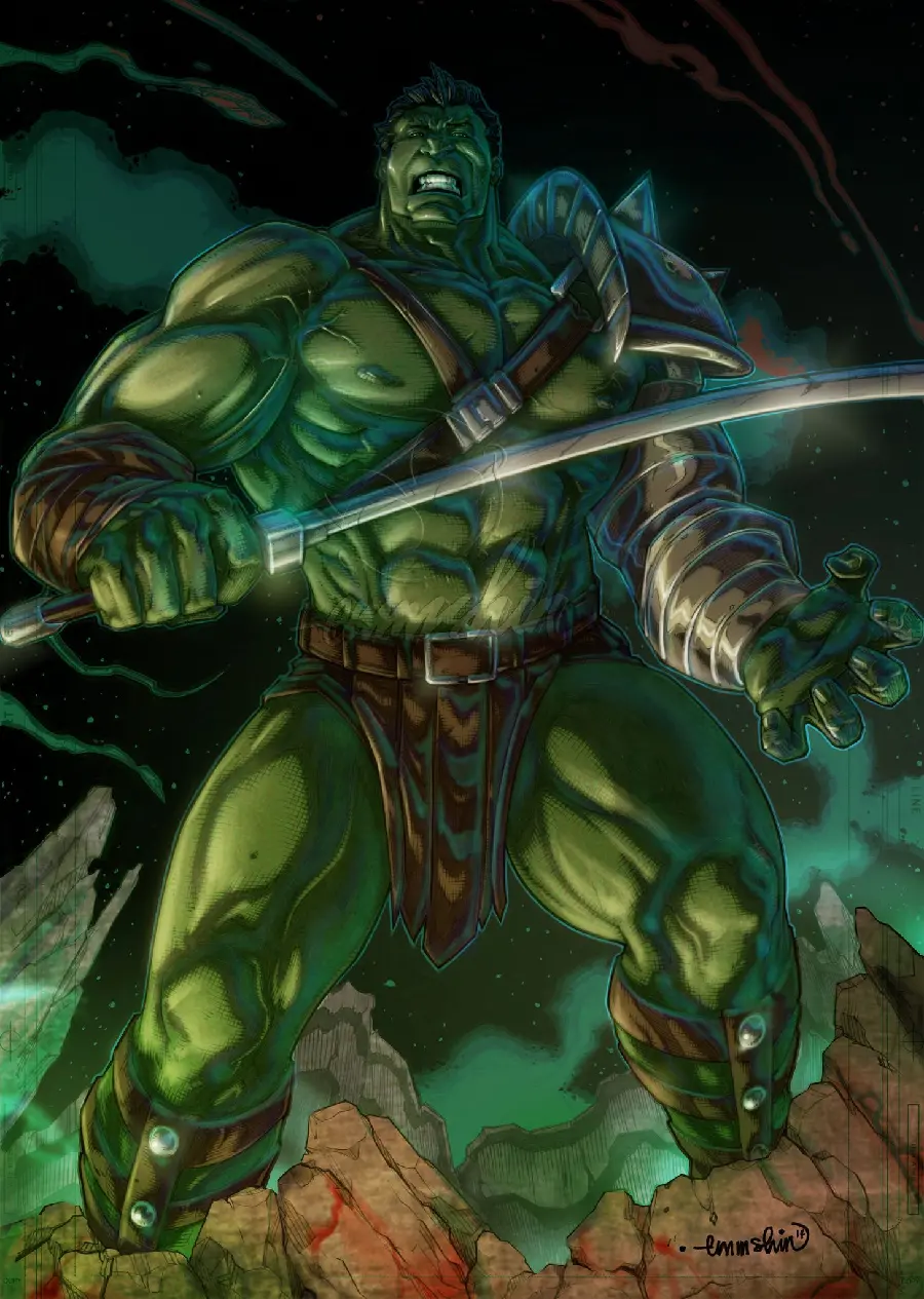 Cartoon Image Suitable for iPhone and Android Phone Backgrounds of Hulk Gladiator