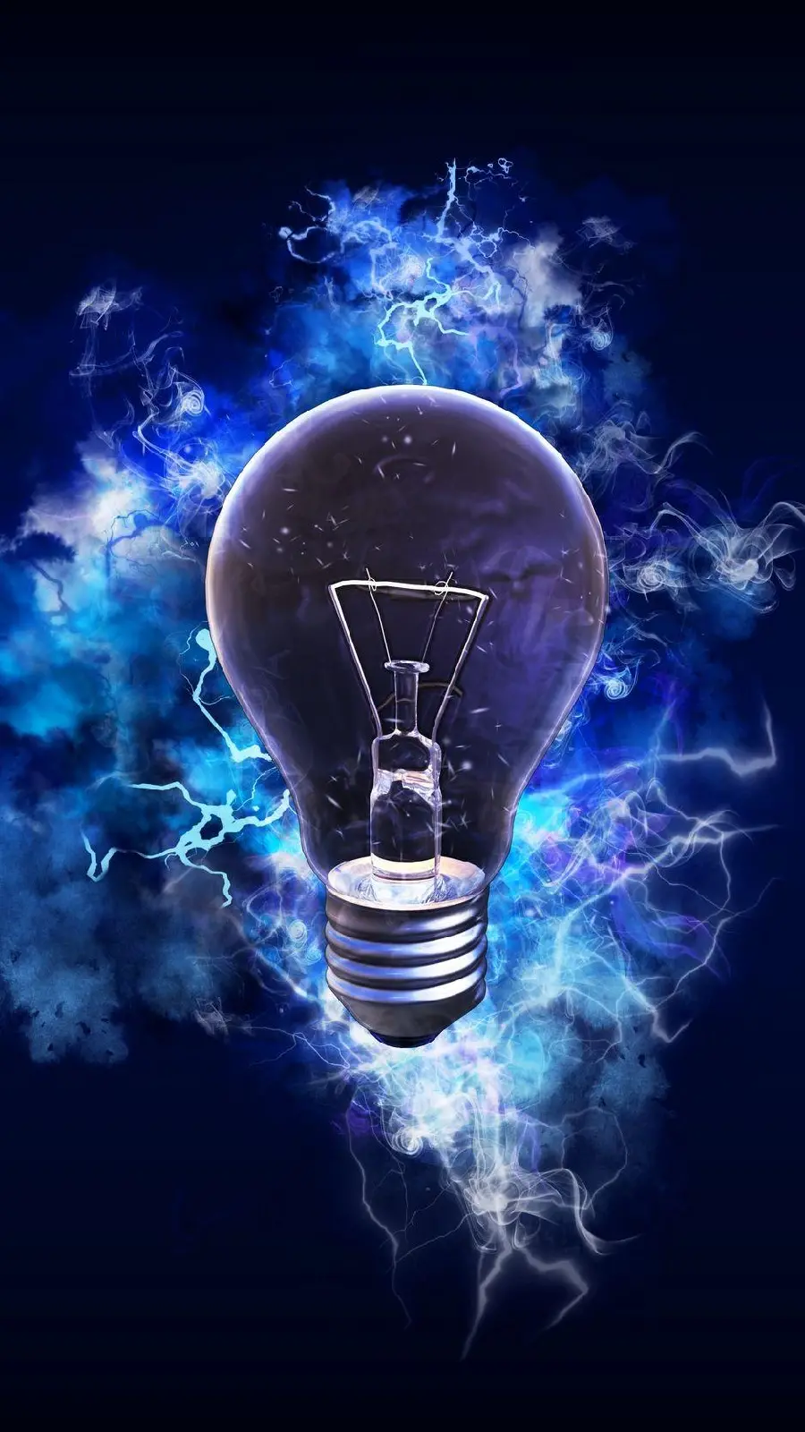 Photo of a lamp turned off in the background of blue lights for the phone wallpaper