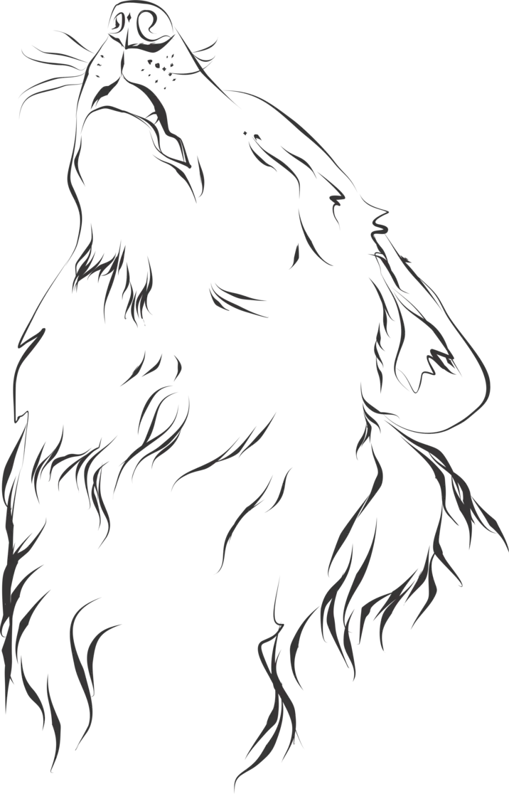 A nice quality stock image of a black and white wolf painting PNG