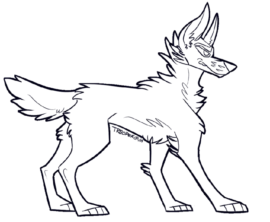 Simple wolf drawing photo ready to color png