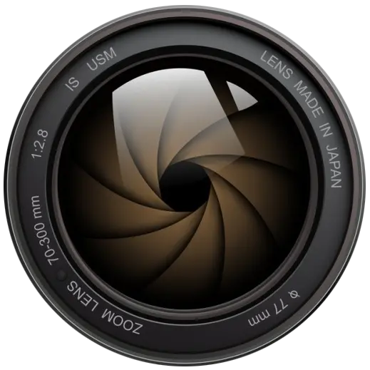 Backgroundless image of a photographic lens for Photoshop and Inshot free download