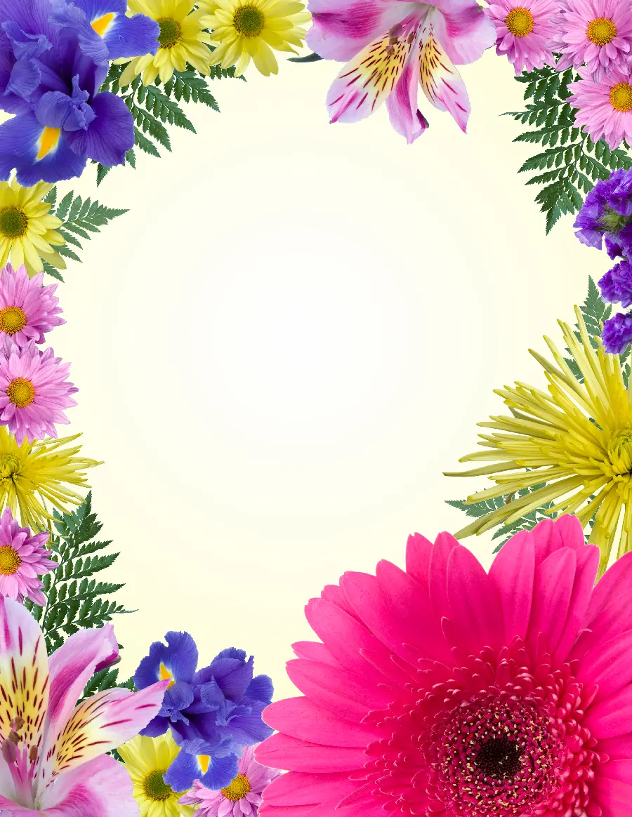 Fantasy text frame with colorful and beautiful flowers