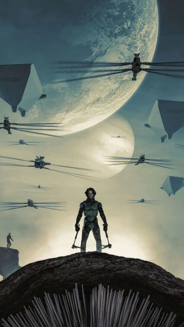 Wallpaper for the phone background from the exciting movie Dune Part 2