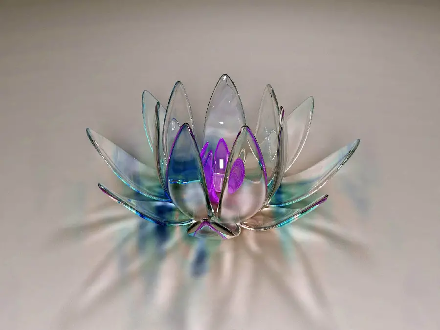 Glass art of making glass lotus flowers