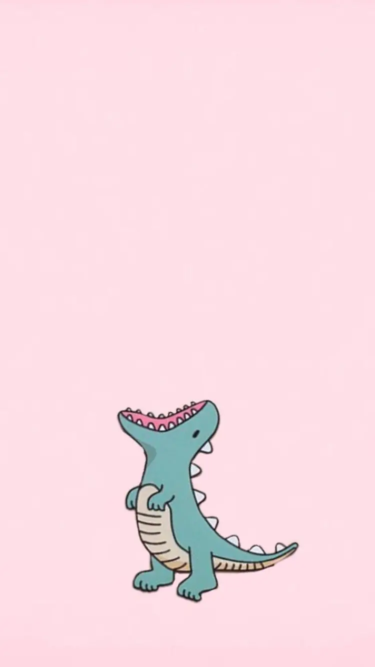 Dinosaur drawing on pink background for mobile backgrounds