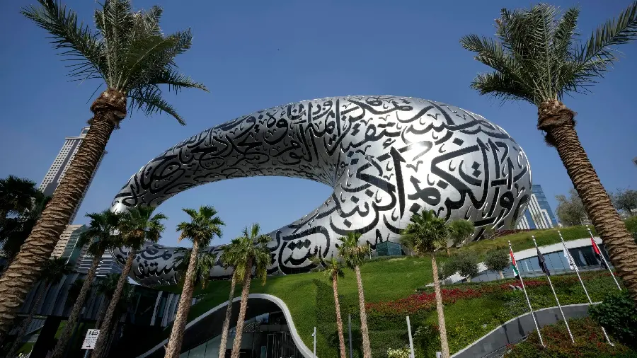 Beautiful image of the special architecture of the Dubai Museum of the Future