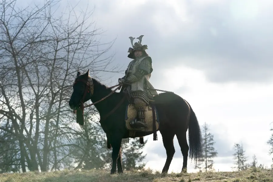 Lord Yoshi Toranaga riding a horse in the Shogun series