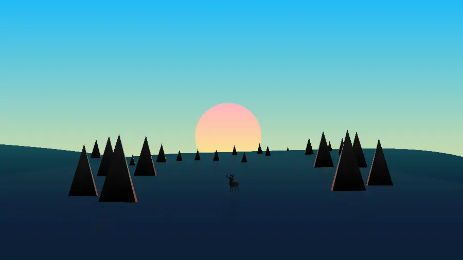 Background photo of painting Deer and sunset