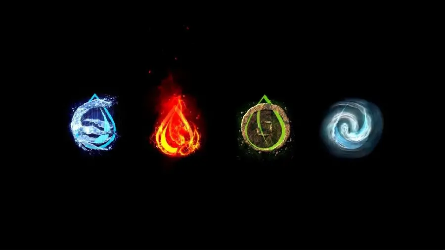 A spectacular and beautiful image of avatar elements on a black background