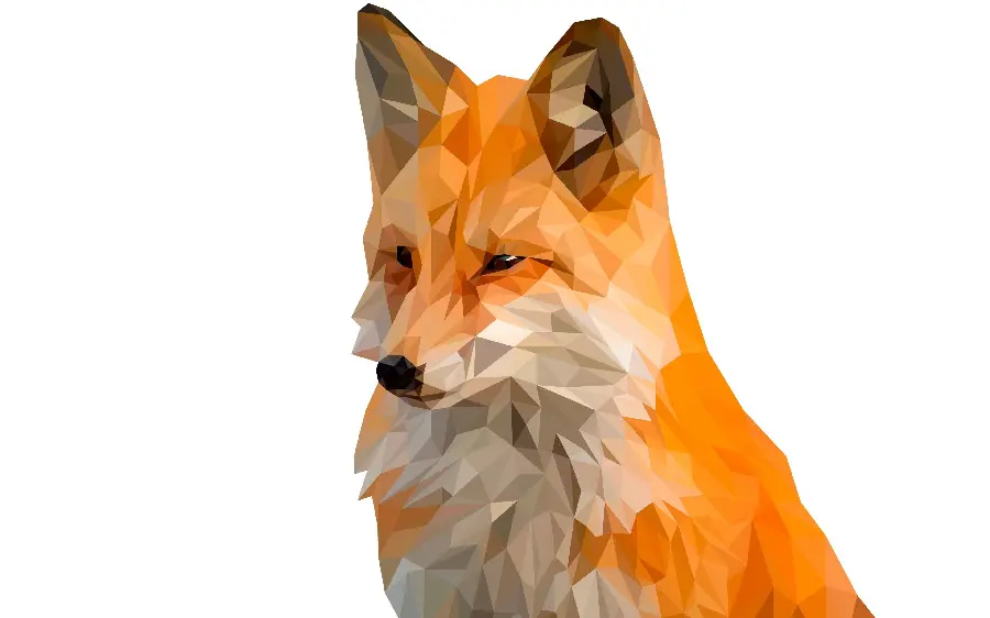 Fantasy fox polygon wallpaper with a white background