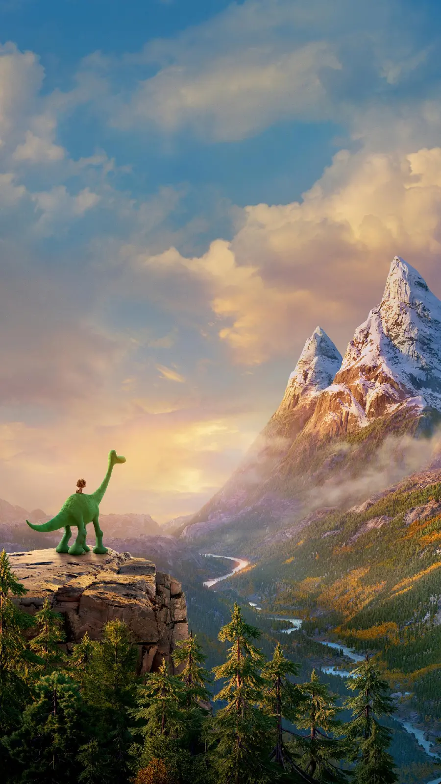 Cute and funny green dinosaur mobile wallpaper