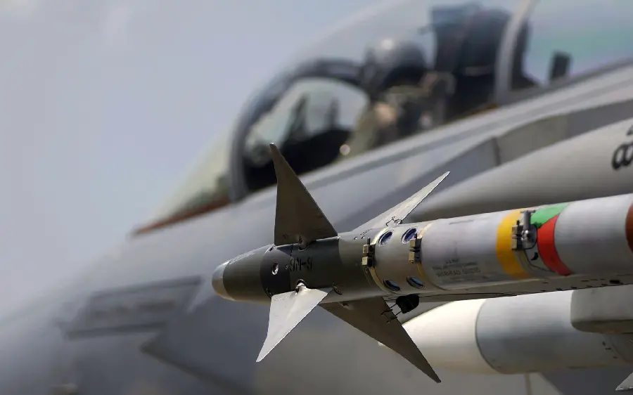 Very close-up image of the warhead of aircraft missiles