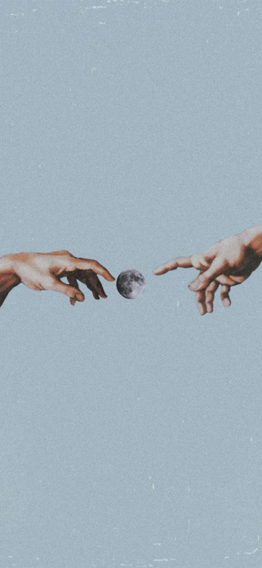 Free download of mobile phone background with Michelangelo's hands and moon painting