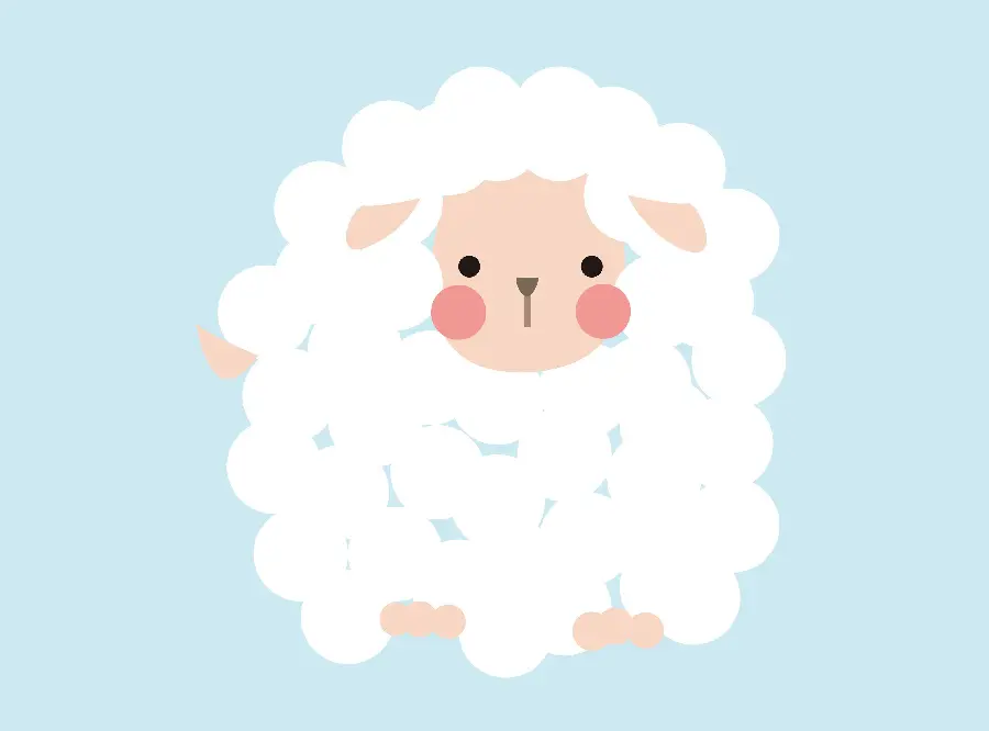 Simple wallpaper of a cute sheep on a blue background