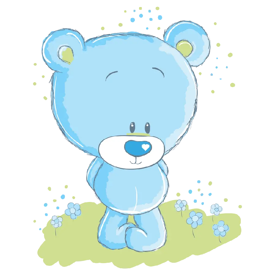 Cute blue bear background image PNG for birthdays and children's parties