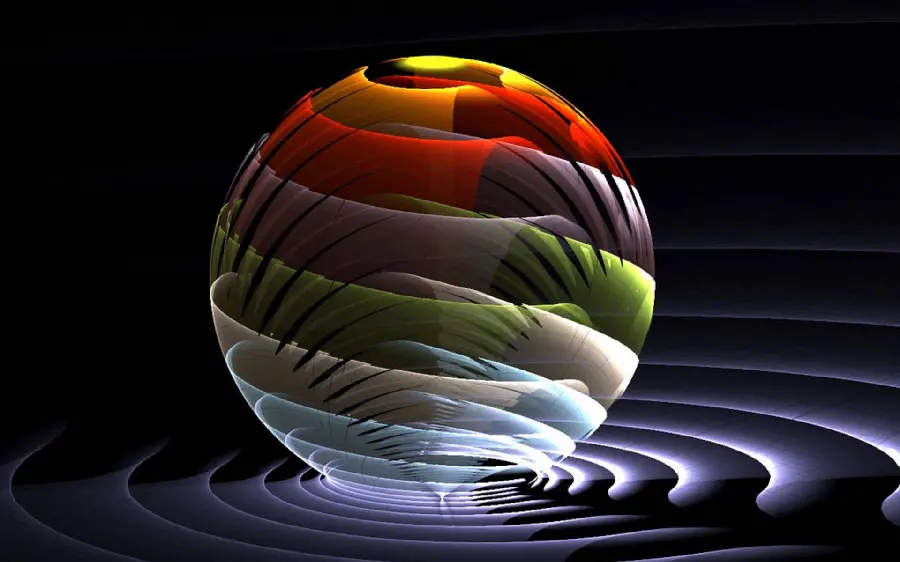 A spherical glass sculpture with a special light reflection suitable for wallpaper