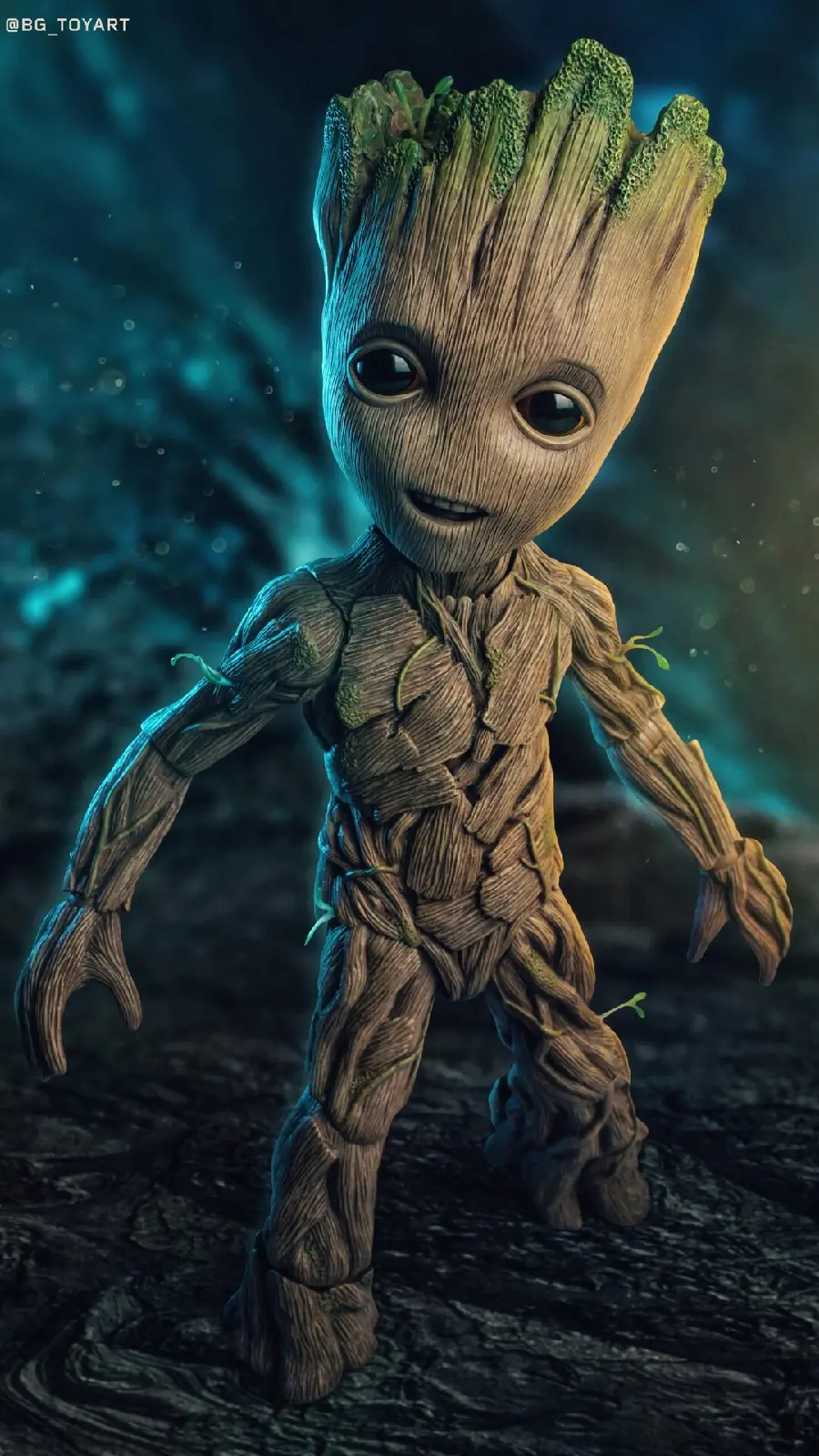 Full HD background of Groot, a fictional tree-like creature
