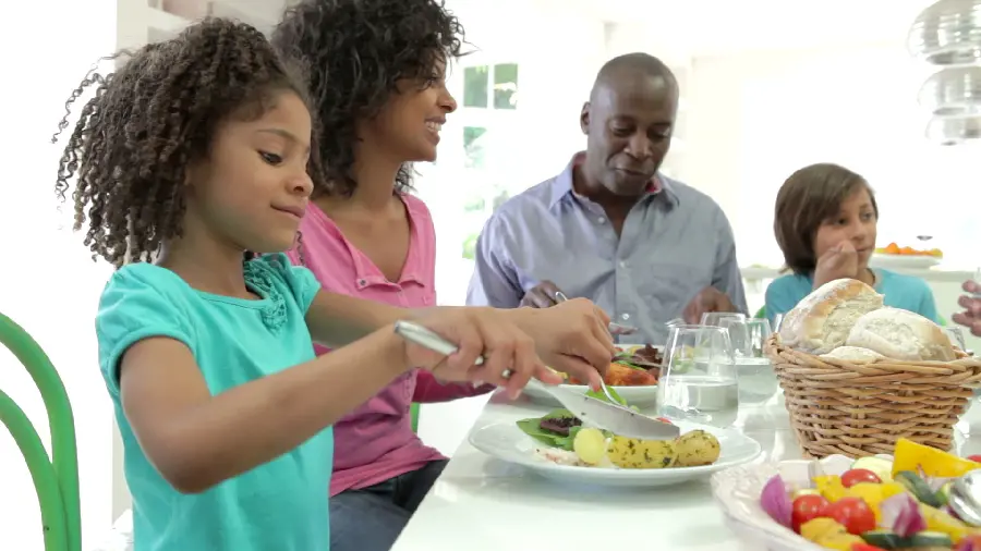 Photo of a dinner table eating