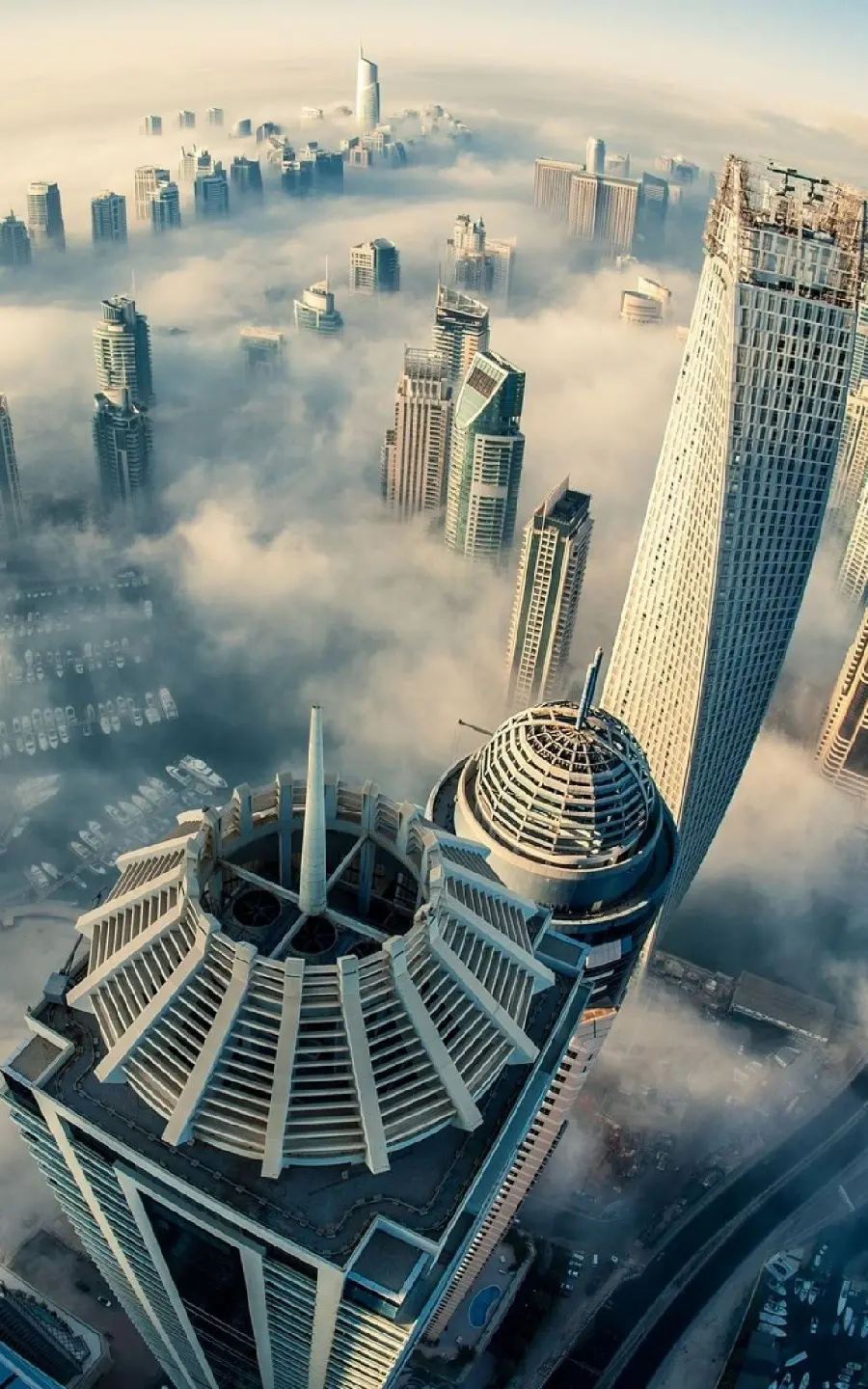 6K High-rise Buildings and Fog in Dubai