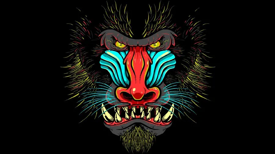 Photo of the logo of the mandrill or king baboon