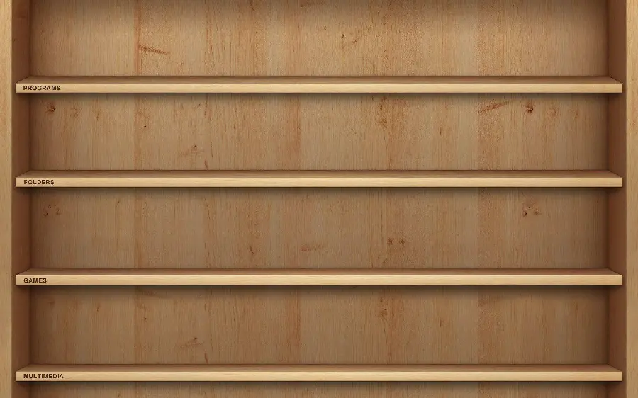 Photo of a wooden shelf for a Windows bookshelf for a computer desktop