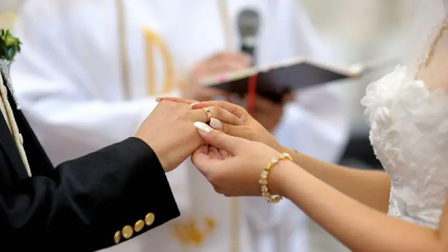 Wedding hands during marriage and wedding