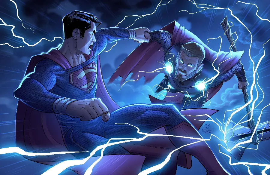 Thor vs Superman Comic Book Drawing Picture