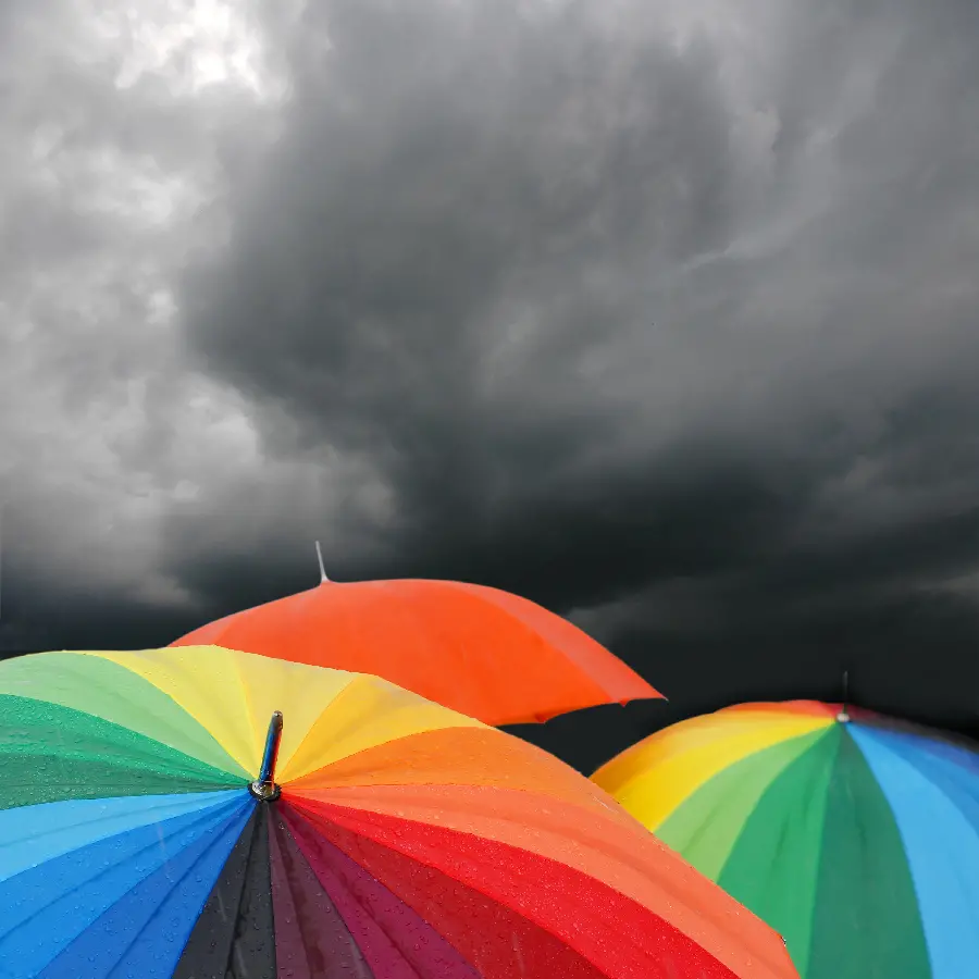 Background with colorful umbrellas