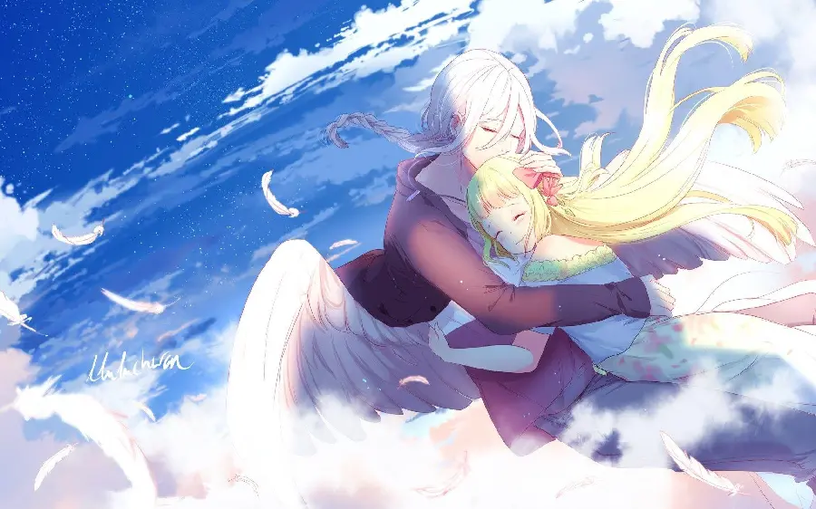 Anime sisters profile picture hugging each other