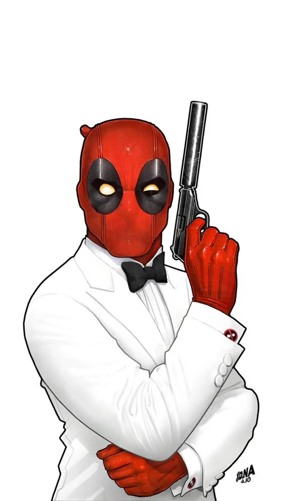 Deadpool Photo in White Suit