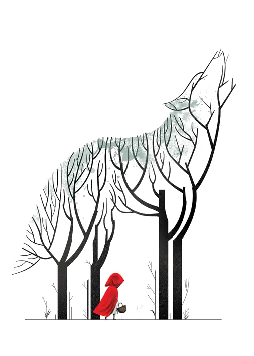 Very interesting background of wolf painting in the form of trees png