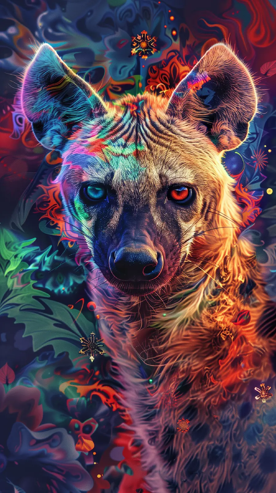 High Quality Colorful Hyena Wallpaper