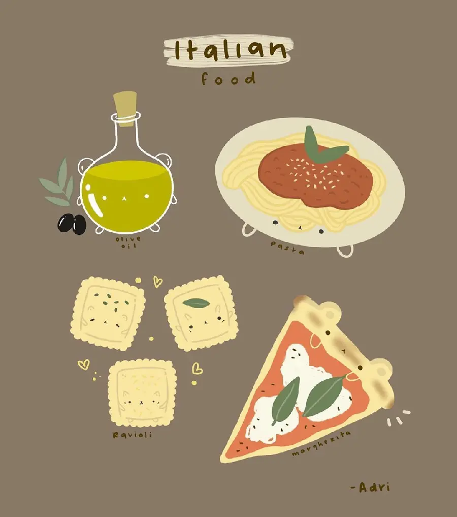 Italian Famous Food Painting Picture