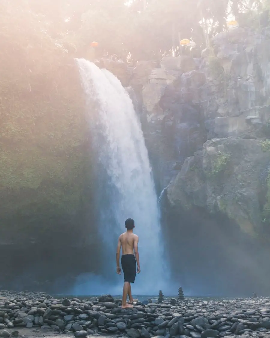 Photo of a natural waterfall in the nature of Bali