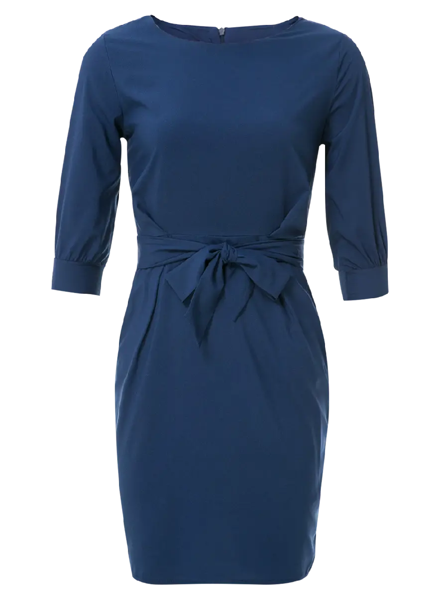 Simple navy blue evening dress for evening party
