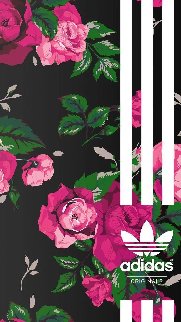 Background Beautiful flowers for iPhone with Adidas logo