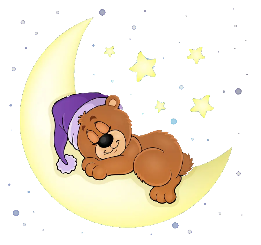 Bear lying on the moon PNG background with high quality
