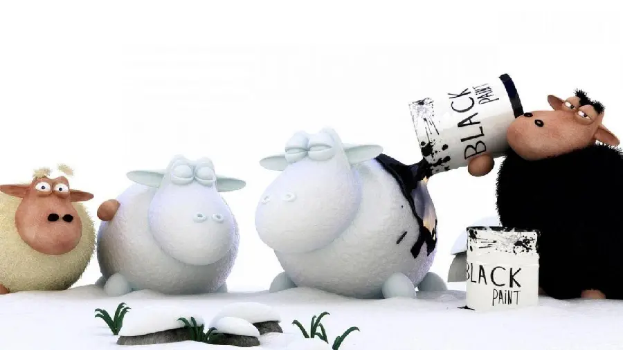 Cartoon sheep drawing painting dyeing wool black