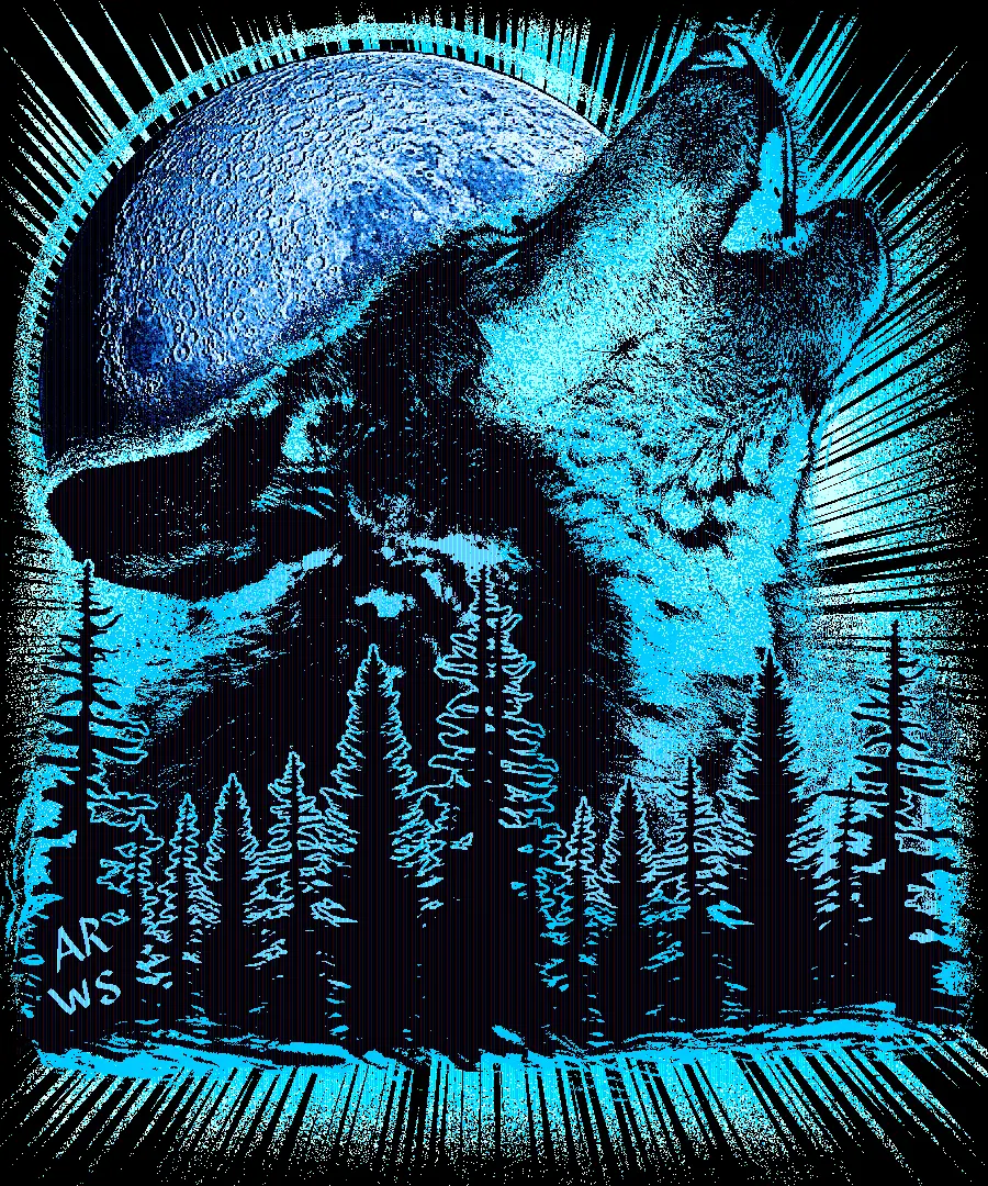 Beautiful and artistic wallpaper of a wolf painting in png