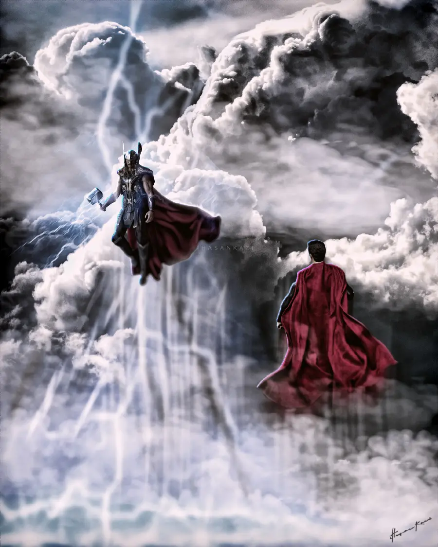 Epic and Cool Thor vs Superman Battle Picture