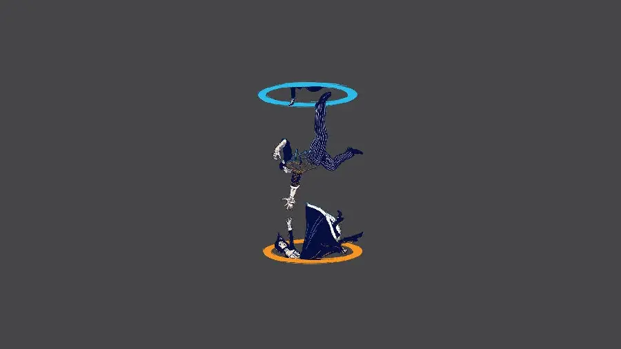 Minimalist game photo	Portal with attractive characters and paintings