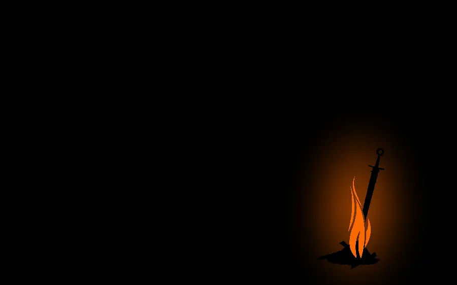 Minimalist Black Background and Wallpaper with Fire Sword